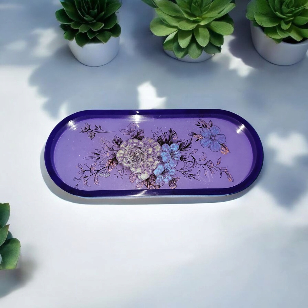 Floral Purple Decorative Tray